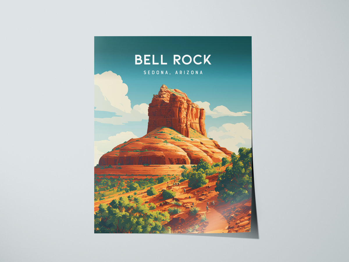 Bell Rock, Sedona, Arizona Poster | Red Rock Desert Destination Print Wall Art — giclée print detail on matte paper