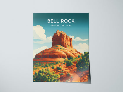 Bell Rock, Sedona, Arizona Poster | Red Rock Desert Destination Print Wall Art — giclée print detail on matte paper