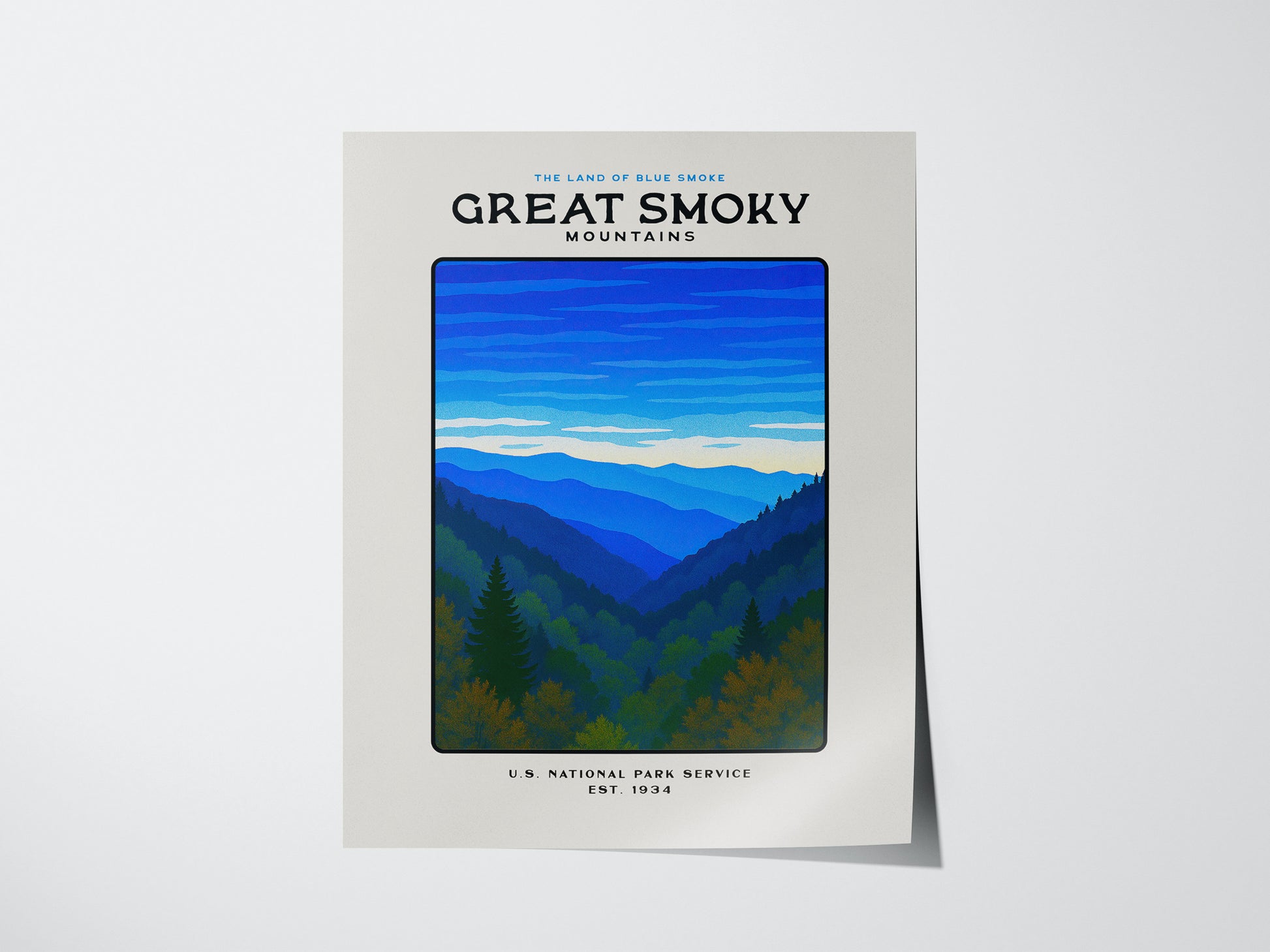 Great Smoky Mountains Block Print | Vintage National Park Wall Art