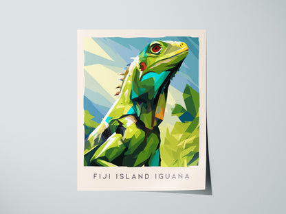 Fiji Island Iguana Poster | Tropical Reptile Paradise Wildlife Wall Art — giclée print detail on matte paper