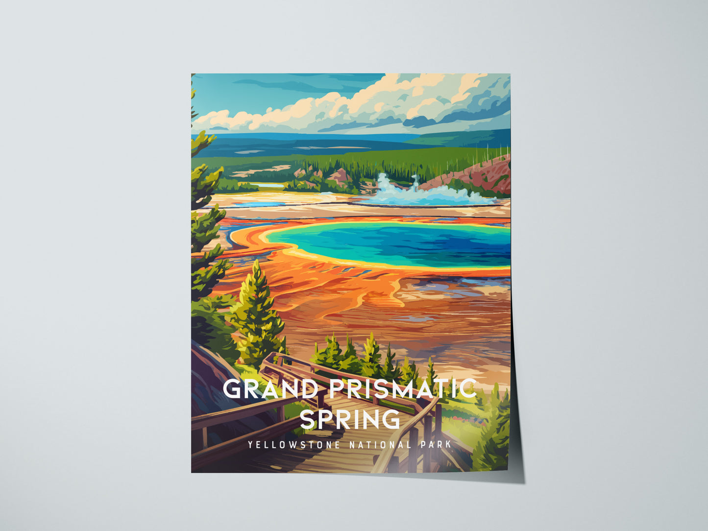 Grand Prismatic Spring, Yellowstone National Park Poster | Geothermal Wonder Travel Wall Art — giclée print detail on matte p