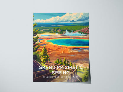 Grand Prismatic Spring, Yellowstone National Park Poster | Geothermal Wonder Travel Wall Art — giclée print detail on matte p