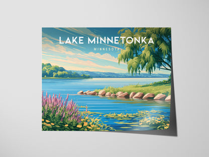 Lake Minnetonka, Minnesota Landscape Poster | Travel Gift Destination Print Wall Art — giclée print detail on matte paper