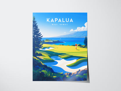 Kapalua Golf Course Poster | Maui Hawaii Coastal Fairway Wall Art