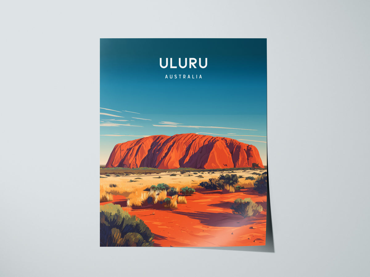 Uluru, Australia Poster | Sacred Red Rock Desert Destination Print Wall Art — giclée print detail on matte paper