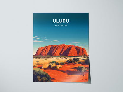 Uluru, Australia Poster | Sacred Red Rock Desert Destination Print Wall Art — giclée print detail on matte paper