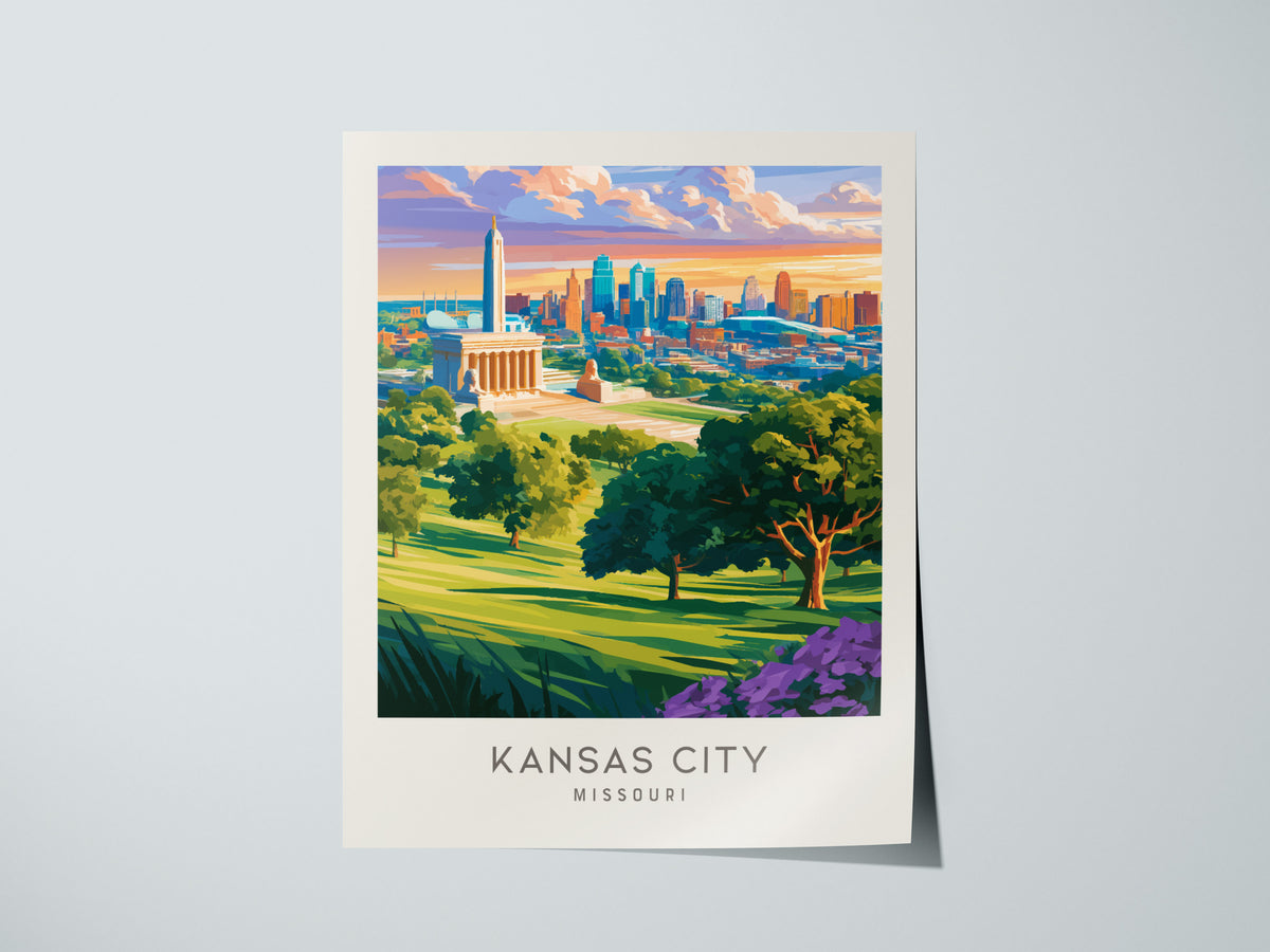 Kansas City Matte Border Poster | Missouri Travel Wall Art — giclée print detail on matte paper