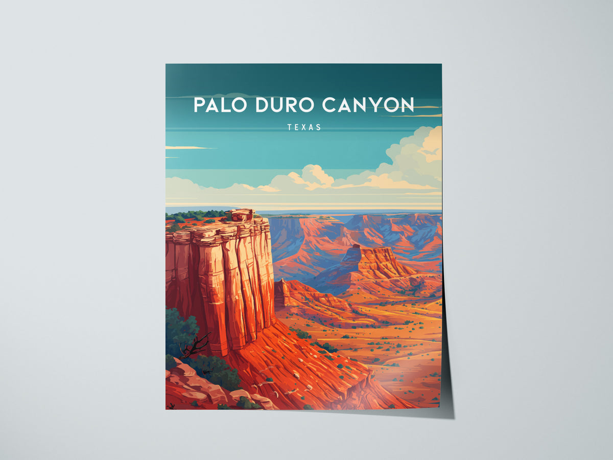 Palo Duro Canyon, Texas Poster | Red Rock Desert Destination Print Wall Art — giclée print detail on matte paper