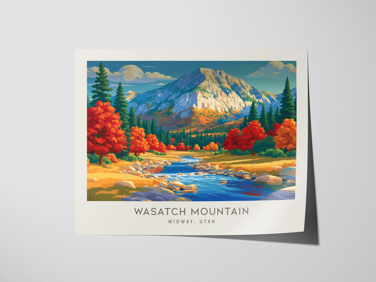 Wasatch Mountain Landscape Matte Border Poster | Midway, Utah Vacation Wall Art — giclée print detail on matte paper
