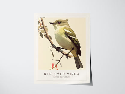 Red-Eyed Vireo Poster | Forest Songbird Wall Art