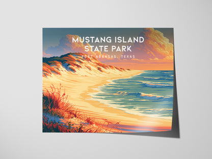 Mustang Island State Park, Port Aransas, Texas Landscape Poster | Coastal Beach Decor Wall Art — giclée print detail on matte