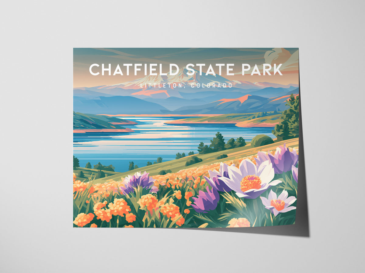 Chatfield State Park Landscape Poster | Littleton, Colorado Vacation Wall Art — giclée print detail on matte paper