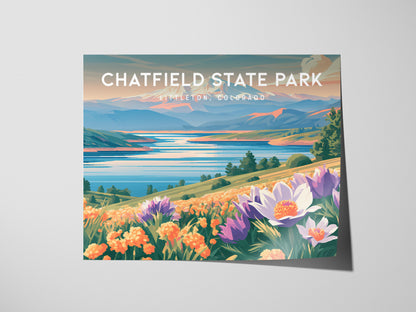 Chatfield State Park Landscape Poster | Littleton, Colorado Vacation Wall Art — giclée print detail on matte paper