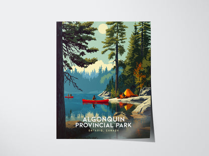 Algonquin Provincial Park Canada Poster | Canoe Camping Ontario Wall Art | Framed or Unframed