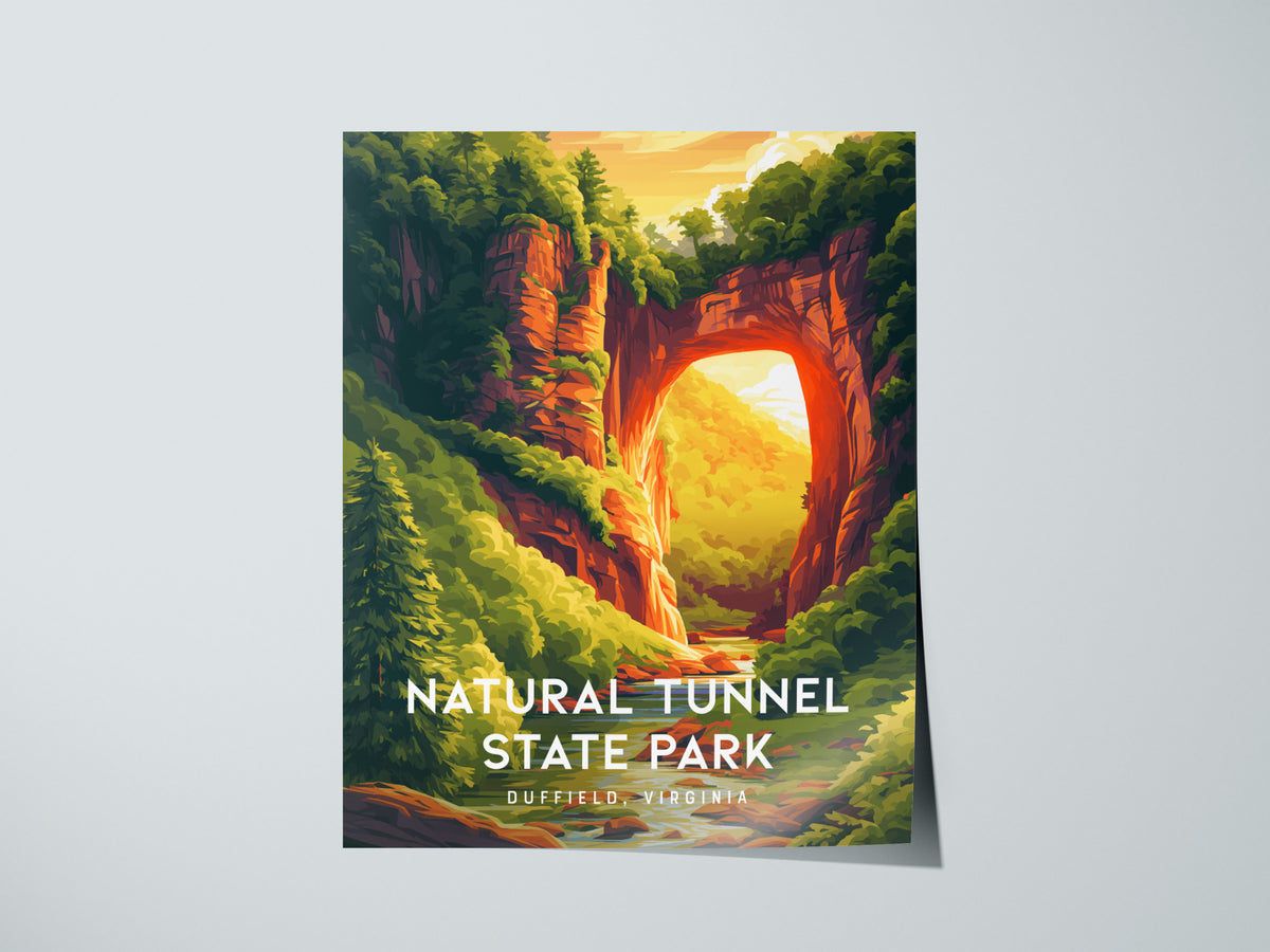 Natural Tunnel State Park, Duffield, Virginia Poster | Appalachian Wonder Destination Print Wall Art — giclée print detail on