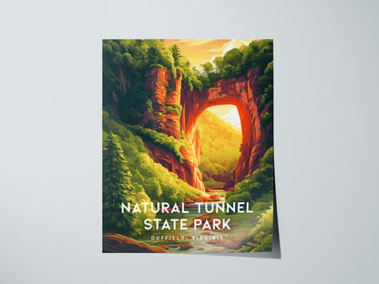 Natural Tunnel State Park, Duffield, Virginia Poster | Appalachian Wonder Destination Print Wall Art — giclée print detail on