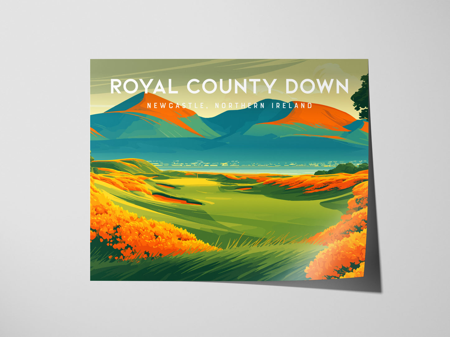 Royal County Down, Newcastle, Northern Ireland Poster | Landscape Links Poster Golf Wall Art — giclée print detail on matte p
