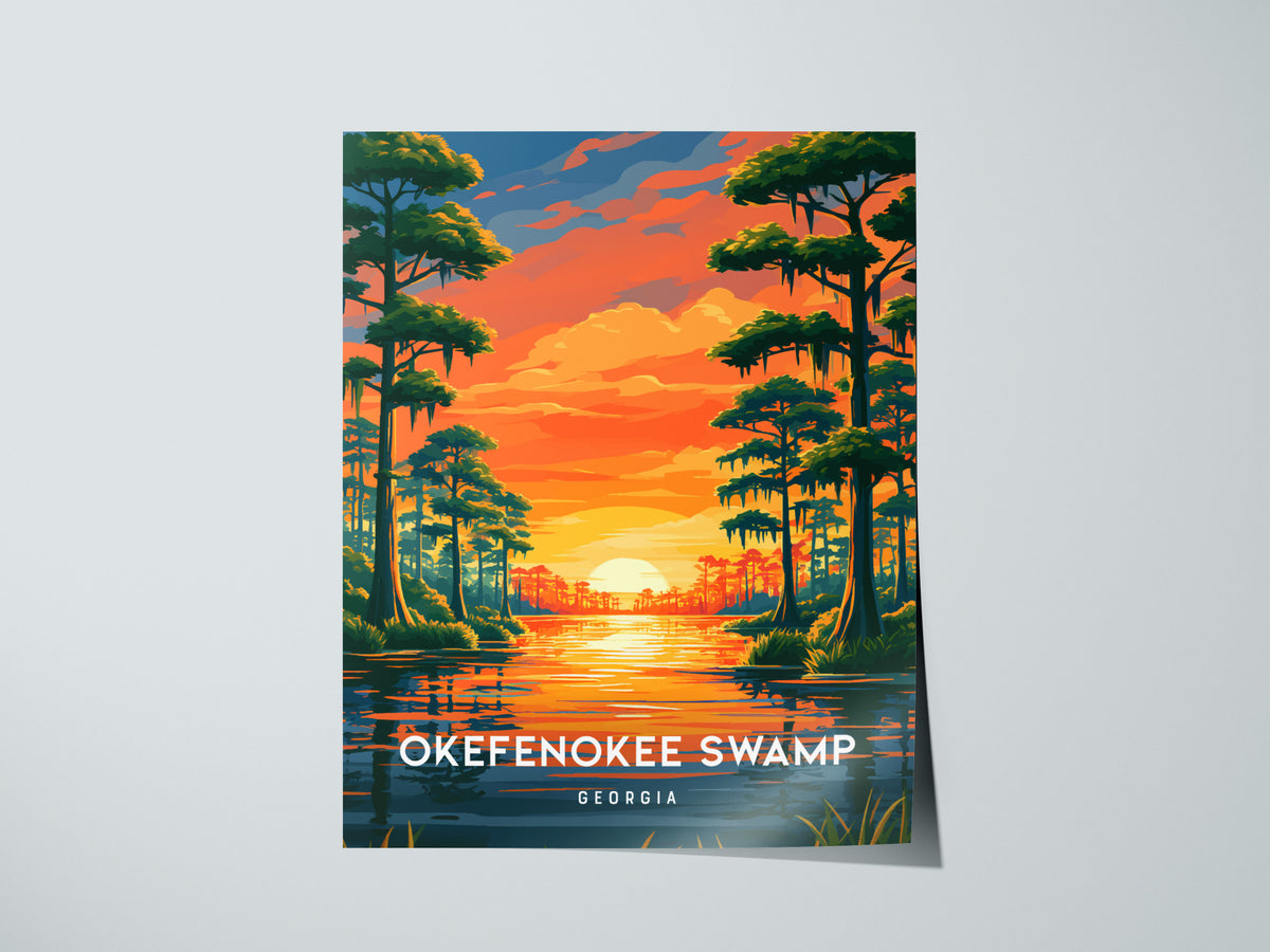 Okefenokee Swamp, Georgia Poster | Coastal Beach Decor Wetland Wildlife Wall Art — giclée print detail on matte paper