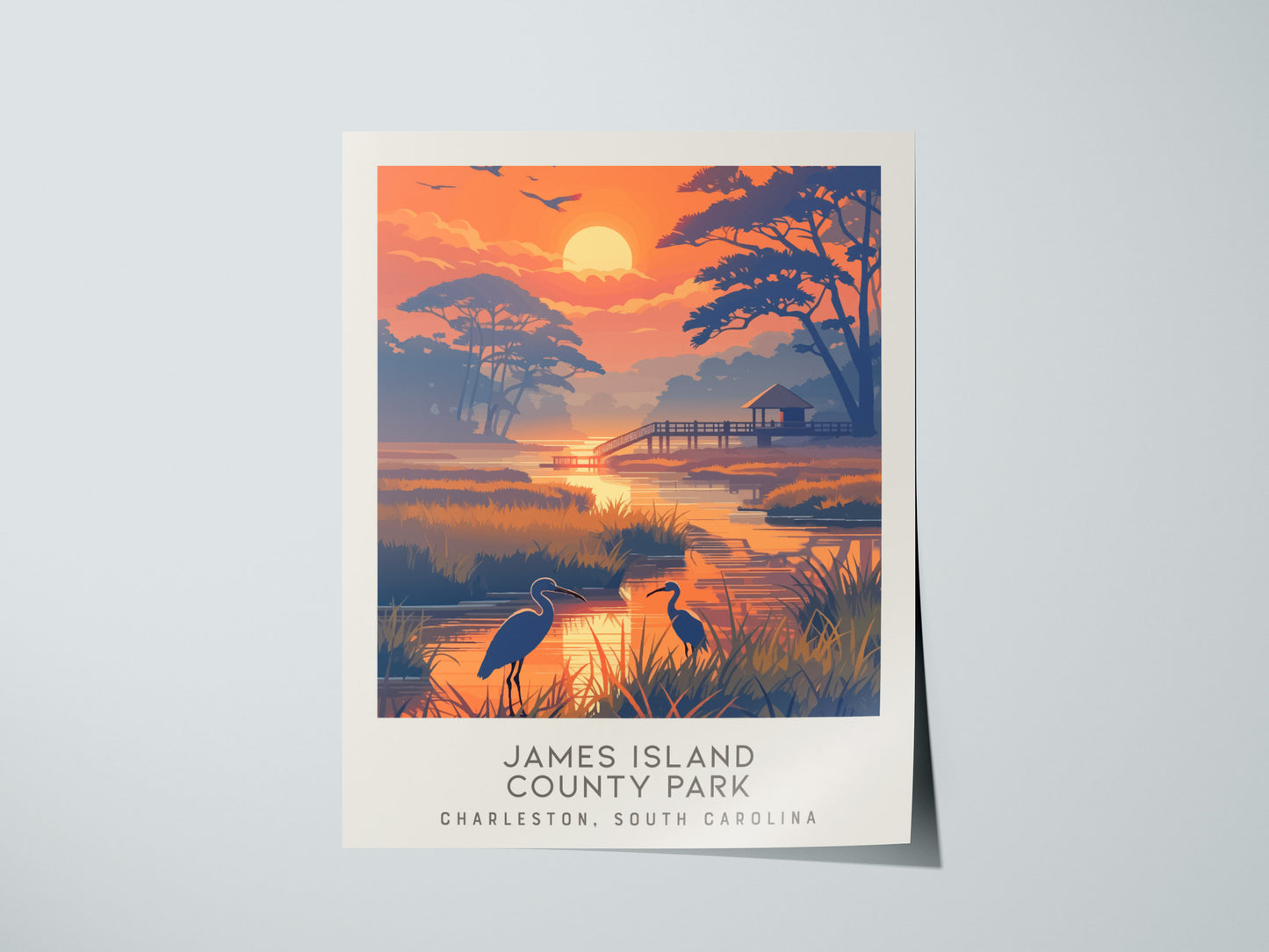 James Island County Park Matte Border Poster | Charleston, South Carolina Beach House Decor — giclée print detail on matte pa