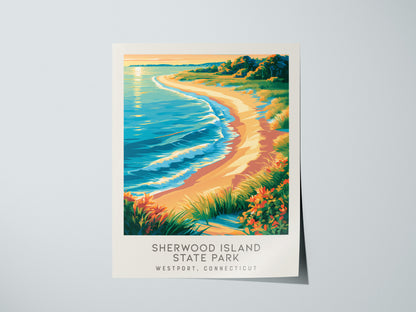 Sherwood Island State Park Matte Border Poster | Westport, Connecticut Coastal Beach Decor — giclée print detail on matte pap