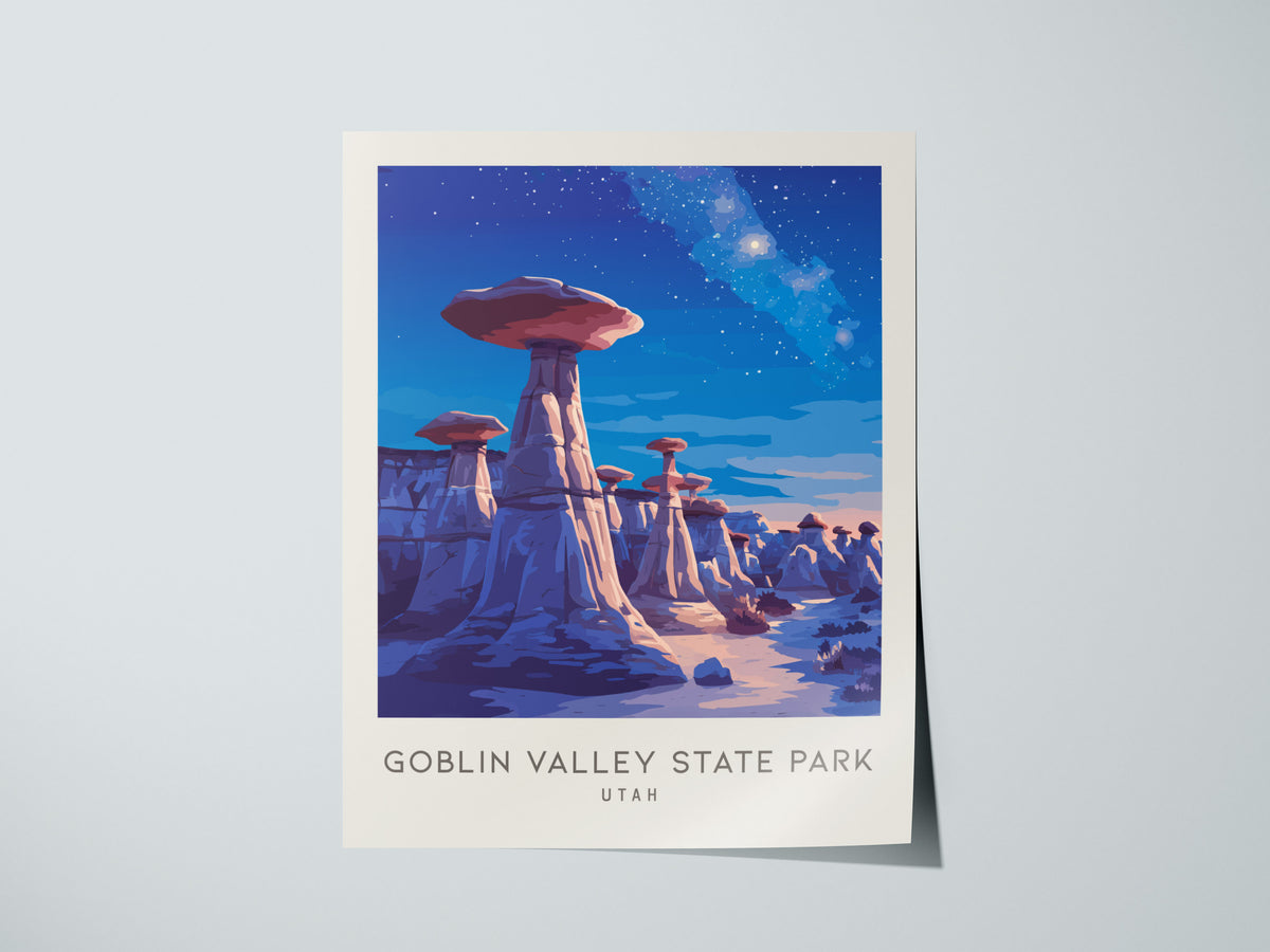 Goblin Valley State Park Matte Border Poster | Utah Destination Print Travel Wall Art — giclée print detail on matte paper