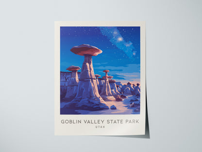 Goblin Valley State Park Matte Border Poster | Utah Destination Print Travel Wall Art — giclée print detail on matte paper