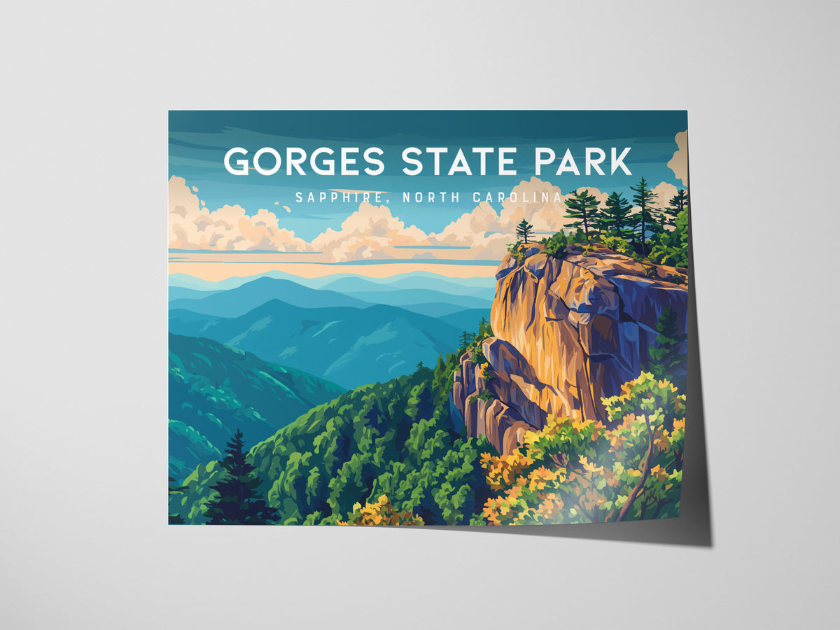 Gorges State Park Landscape Poster | Sapphire, North Carolina Framed or Unframed Beach House Decor — giclée print detail on m