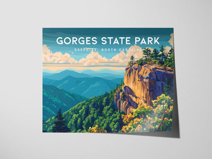 Gorges State Park Landscape Poster | Sapphire, North Carolina Framed or Unframed Beach House Decor — giclée print detail on m