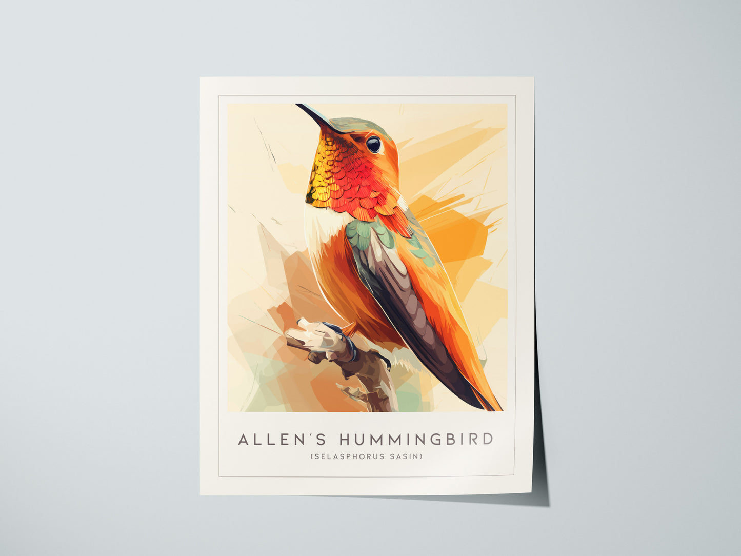 Allen's Hummingbird Poster | Jeweled Garden Pollinator Fine Wall Art — giclée print detail on matte paper
