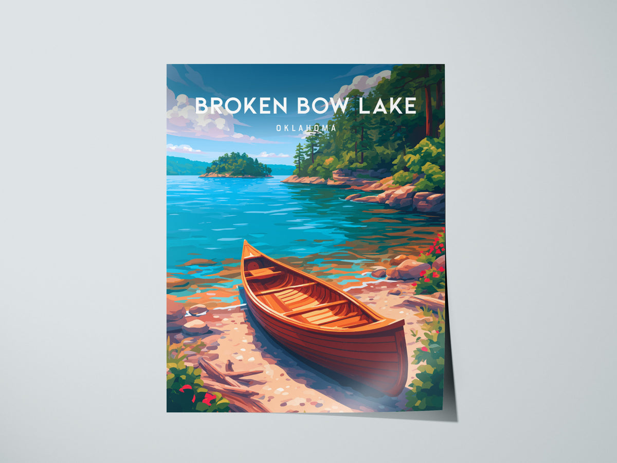 Broken Bow Lake, Oklahoma Poster | Pine Forest & Lake Retreat Wall Art — giclée print detail on matte paper
