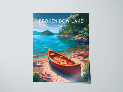 Broken Bow Lake, Oklahoma Poster | Pine Forest & Lake Retreat Wall Art — giclée print detail on matte paper