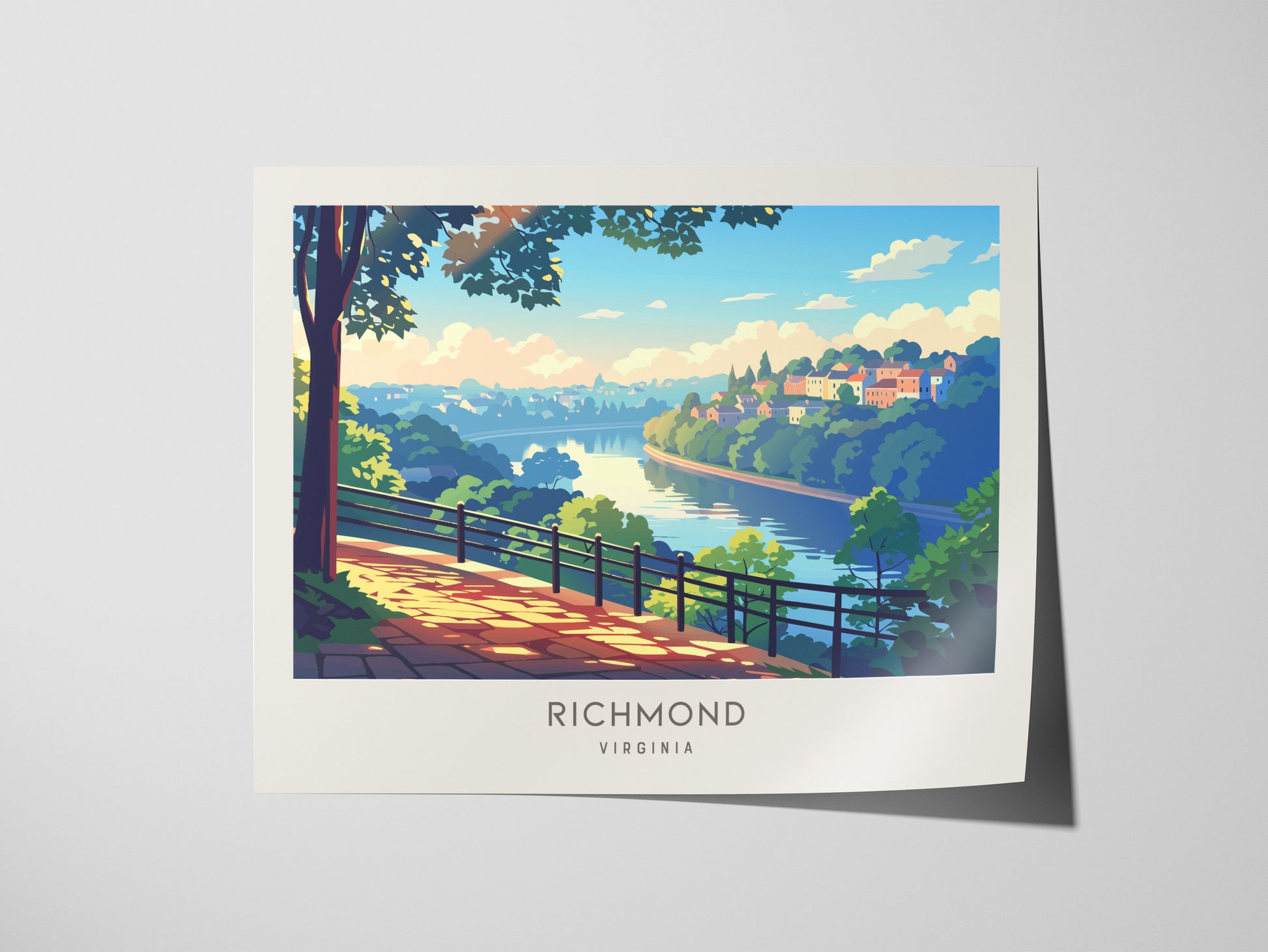 Richmond Landscape Matte Border Poster | Virginia Travel Wall Art — giclée print detail on matte paper