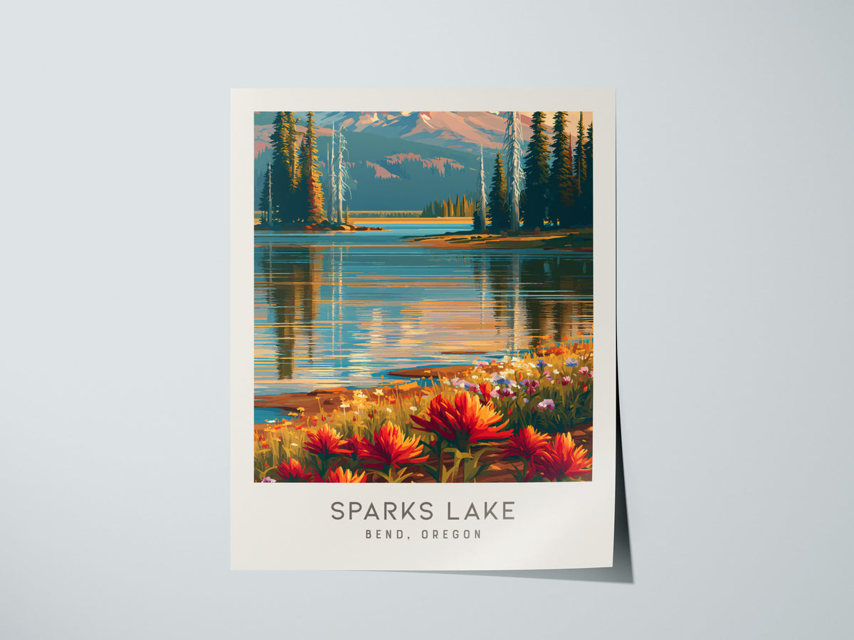 Sparks Lake Matte Border Poster | Bend, Oregon Destination Print Travel Wall Art — giclée print detail on matte paper