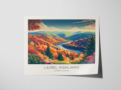 Laurel Highlands Landscape Matte Border Poster | Pennsylvania Vacation Wall Art — giclée print detail on matte paper