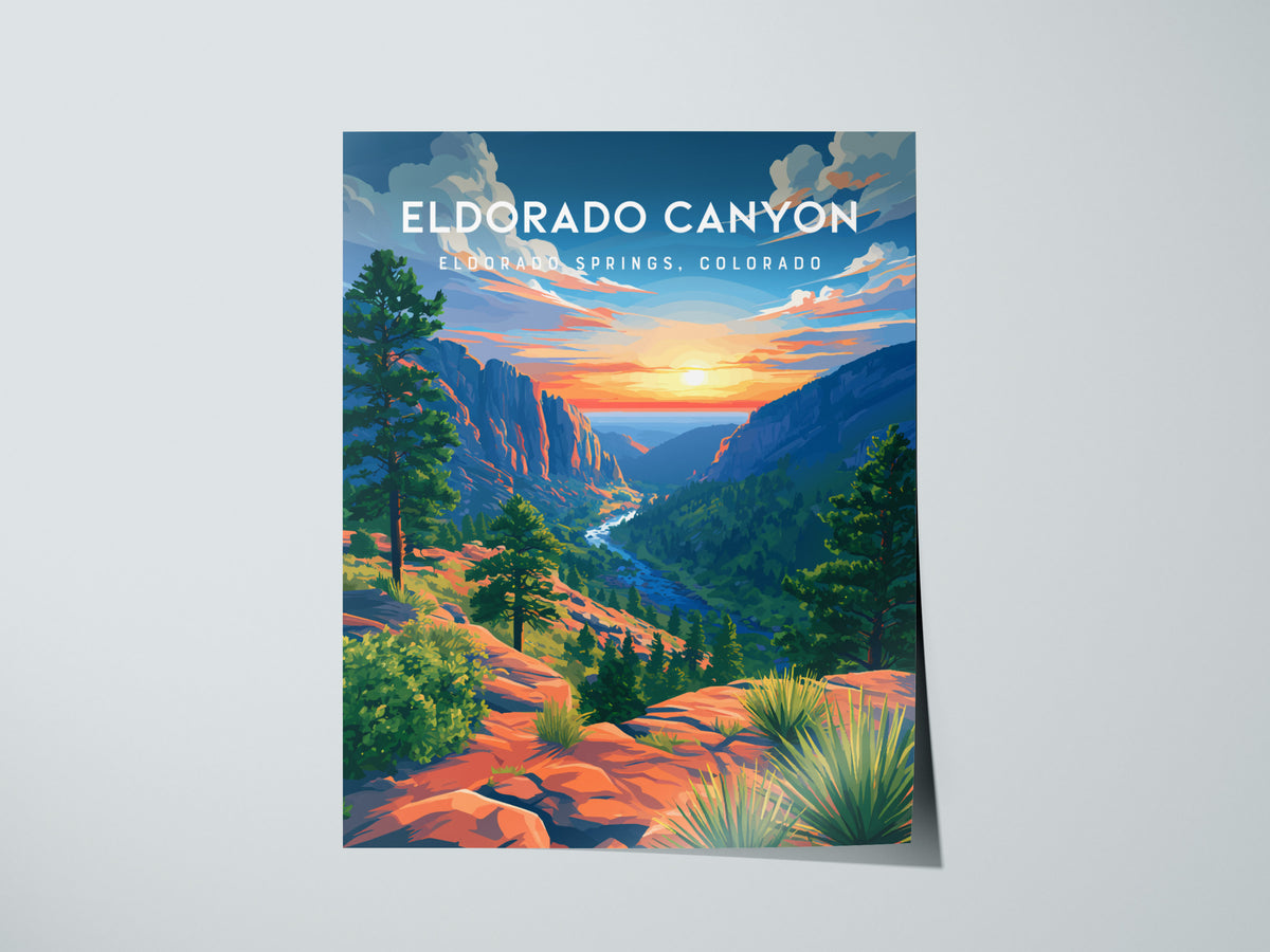 Eldorado Canyon, Eldorado Springs, Colorado Poster | Rocky Mountain Adventure Framed or Unframed Wall Art — giclée print deta