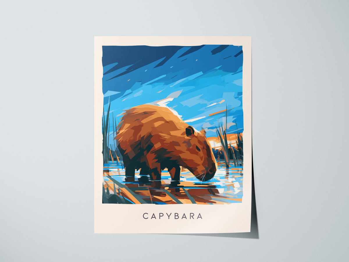 Capybara, Hydrochoerus hydrochaeris Poster | Gentle Giant Wildlife Wall Art — giclée print detail on matte paper
