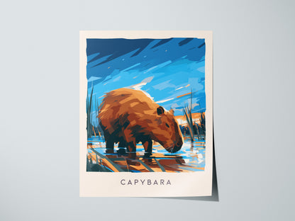Capybara, Hydrochoerus hydrochaeris Poster | Gentle Giant Wildlife Wall Art — giclée print detail on matte paper