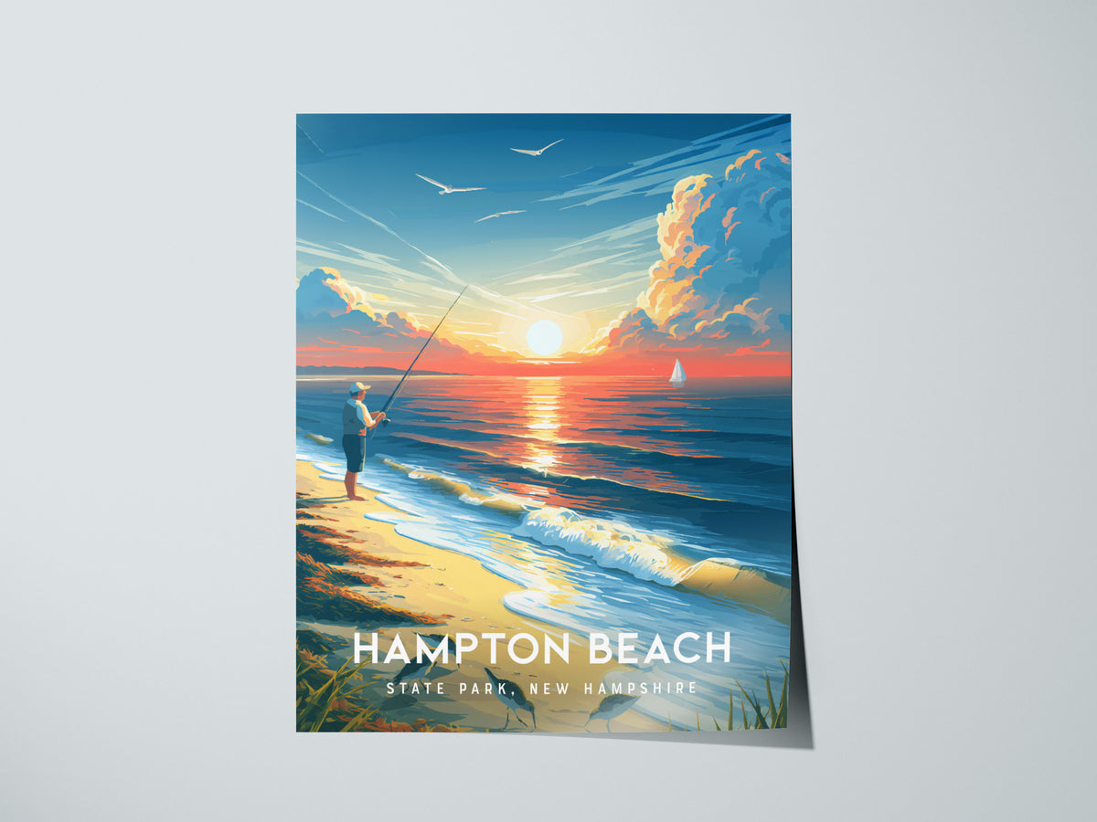 Hampton Beach, New Hampshire Poster | State Park, New Hampshire | State Park Destination Print Wall Art — giclée print detail