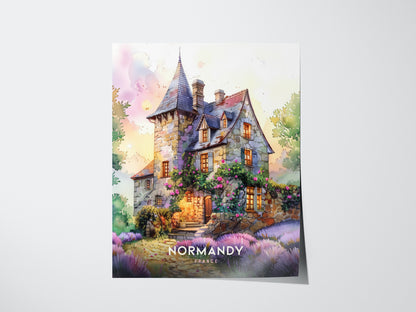 Normandy France Poster | Countryside Cottage Wall Art Print