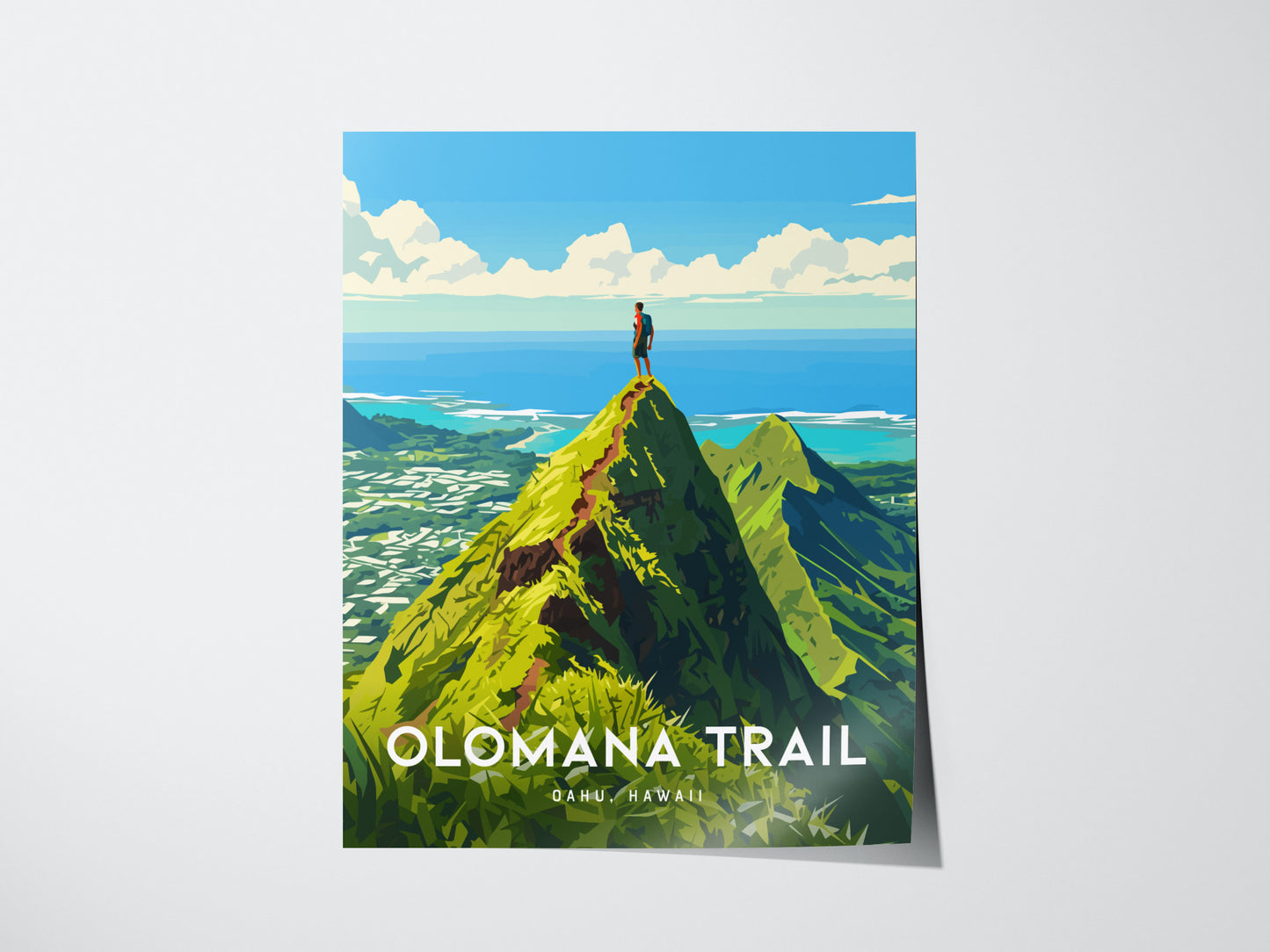 Olomana Three Peaks Poster | Kailua Oahu Hiking Wall Art