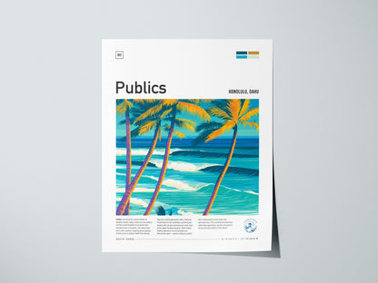 Publics, Hawaii Poster | Tropical Surf Break Island Wall Art — giclée print detail on matte paper
