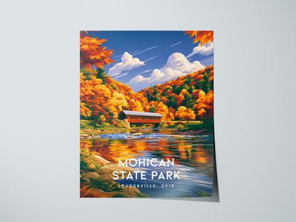 Mohican State Park, Loudonville, Ohio Poster | Wilderness River & Forest Travel Wall Art — giclée print detail on matte paper