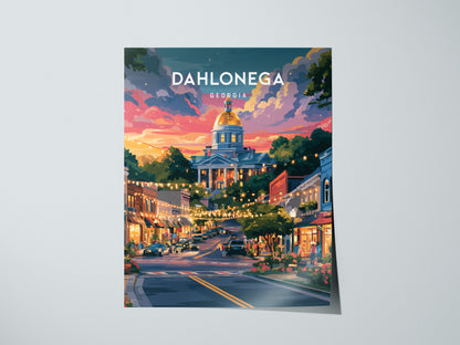 Dahlonega, Georgia Poster | Gold Rush Mountain Town Wall Art — giclée print detail on matte paper