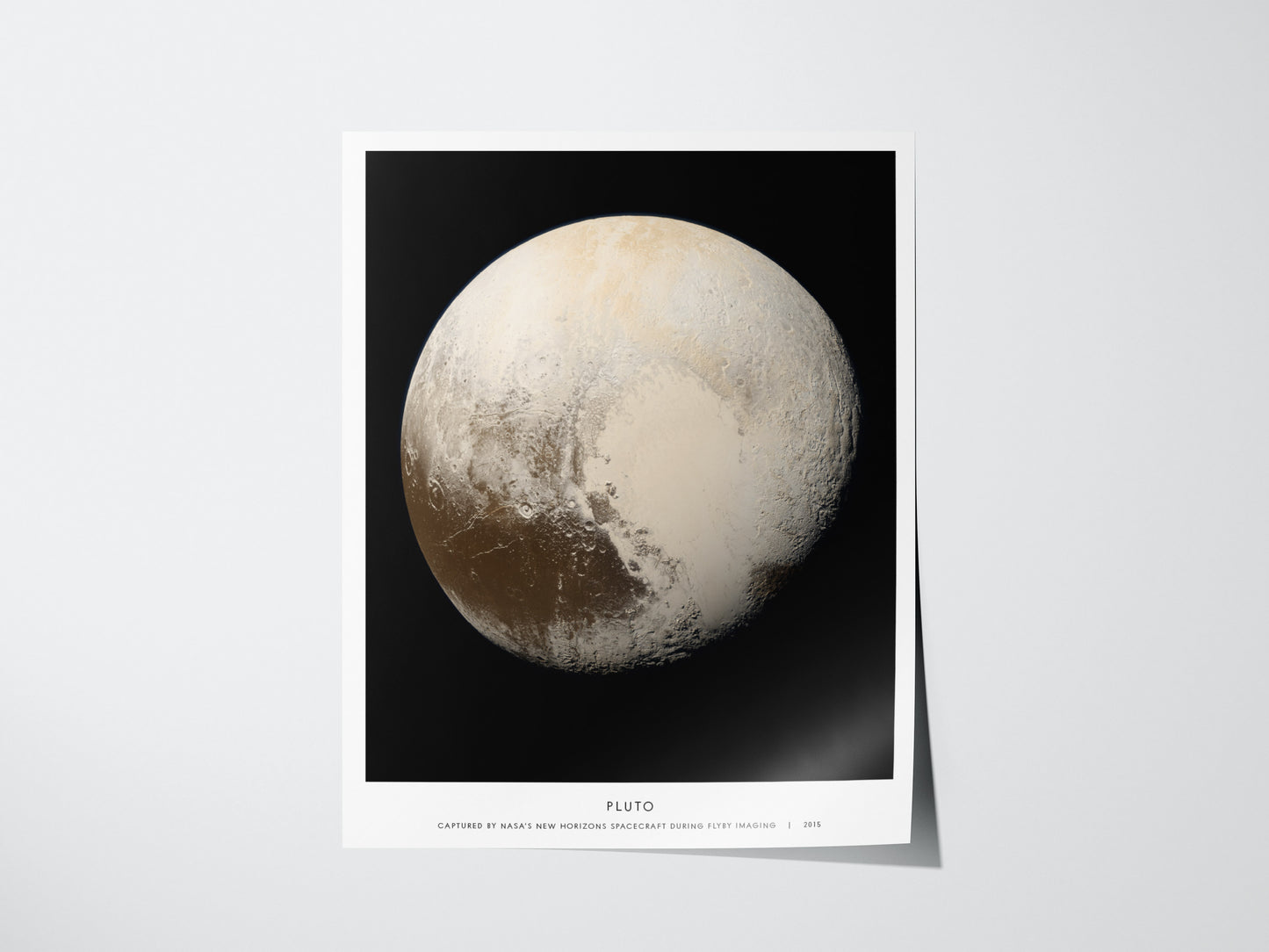 Poster of Pluto with a white matte border on a white background