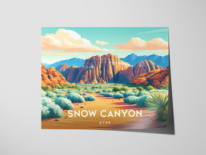 Snow Canyon Landscape Poster | Utah Red Rock Framed or Unframed Wall Art — giclée print detail on matte paper