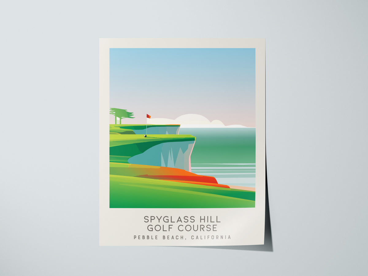 Spyglass Hill Golf Course Matte Border Poster | Pebble Beach, California Travel Wall Art — giclée print detail on matte paper
