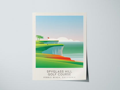 Spyglass Hill Golf Course Matte Border Poster | Pebble Beach, California Travel Wall Art — giclée print detail on matte paper