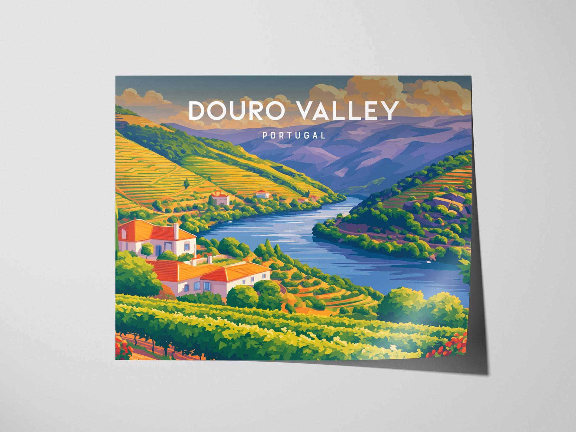 Douro Valley, Portugal Landscape Poster | Wine Country Destination Print Wall Art — giclée print detail on matte paper