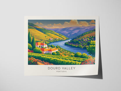 Douro Valley Landscape Matte Border Poster | Portugal Travel Wall Art — giclée print detail on matte paper