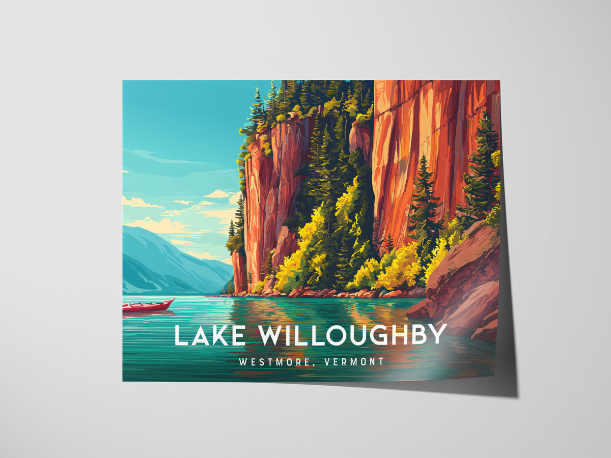 Lake Willoughby Landscape Poster | Westmore, Vermont Framed or Unframed Wall Art — giclée print detail on matte paper